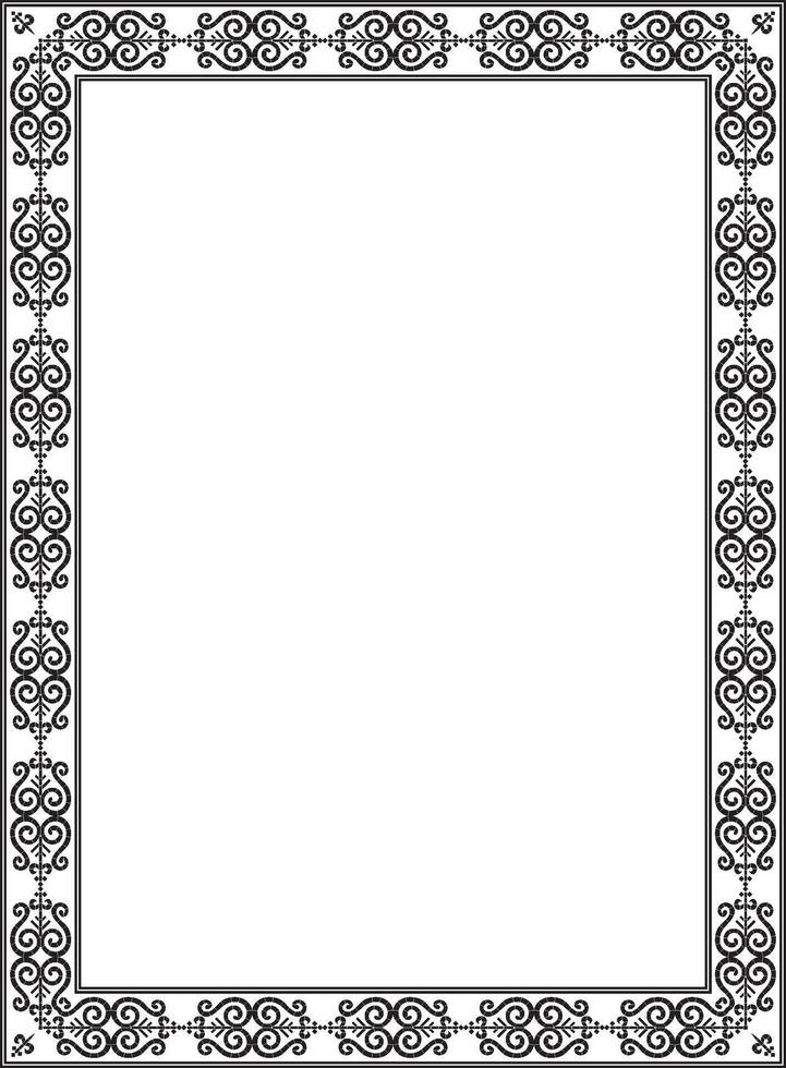 monochrome black square Yakut ornament. An endless rectangular border, a frame of the northern peoples of the Far East vector