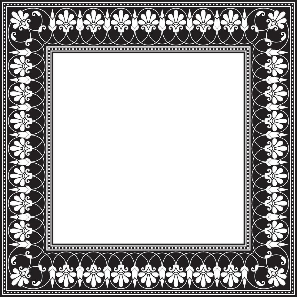 monochrome black square classic greek meander ornament. Pattern of ancient Greece. Border, frame of the Roman Empire vector