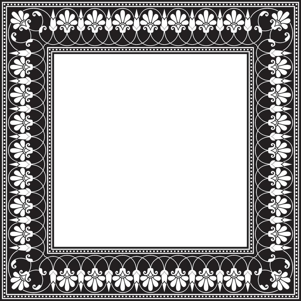 monochrome black square classic greek meander ornament. Pattern of ancient Greece. Border, frame of the Roman Empire vector