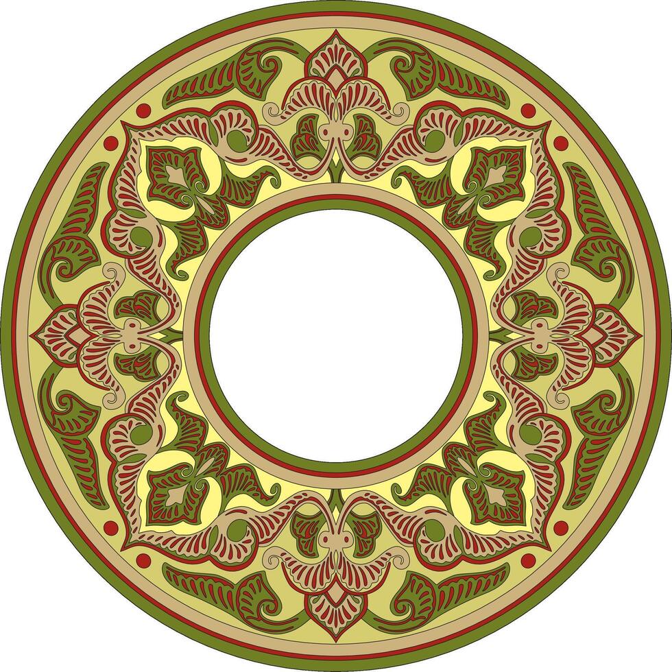 colored round oriental ornament. Arabic patterned circle of Iran, Iraq, Turkey, Syria. Persian frame, border vector
