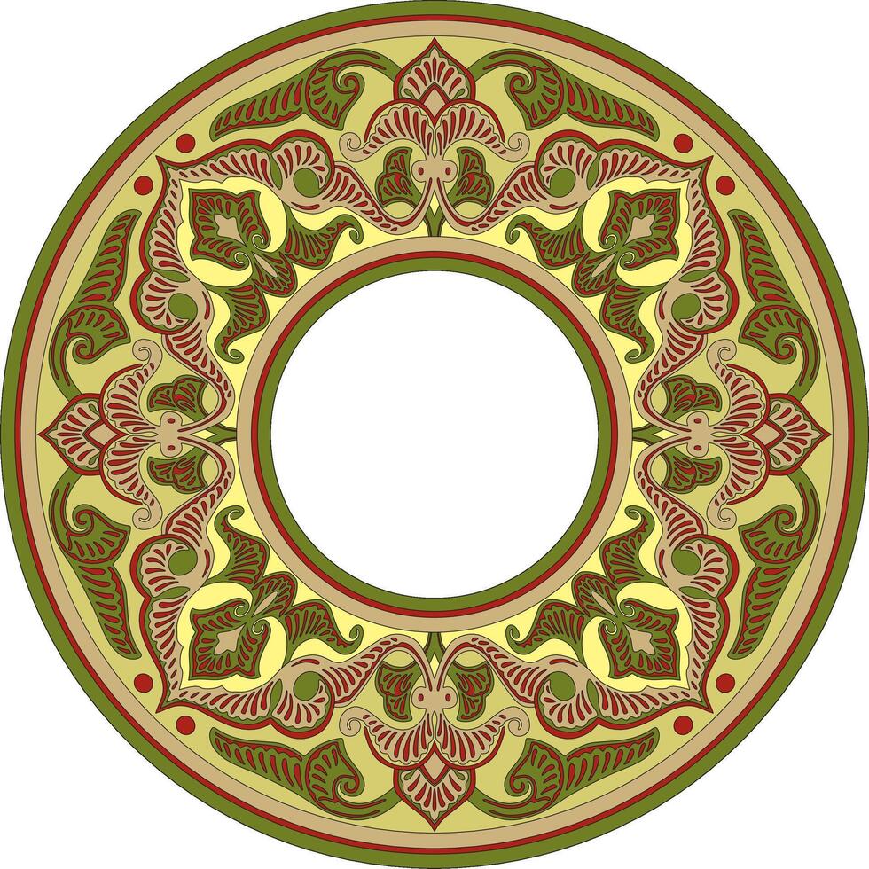 colored round oriental ornament. Arabic patterned circle of Iran, Iraq, Turkey, Syria. Persian frame, border vector