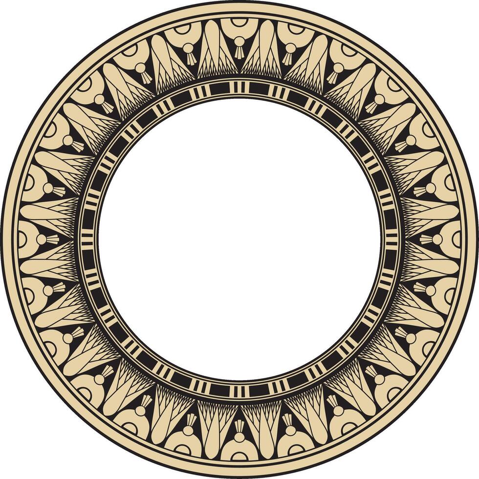 golden and black round Egyptian ornament. Endless Circle, Ring of Ancient Egypt. Geometric African frame vector