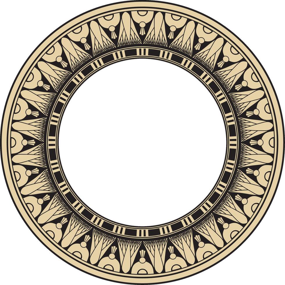 golden and black round Egyptian ornament. Endless Circle, Ring of Ancient Egypt. Geometric African frame vector