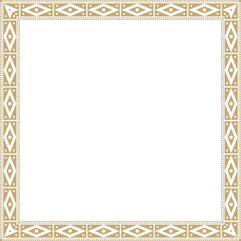 golden square national Indian patterns. National ethnic ornaments, borders, frames. colored decorations of the peoples of South America, Maya, Inca, Aztecs vector