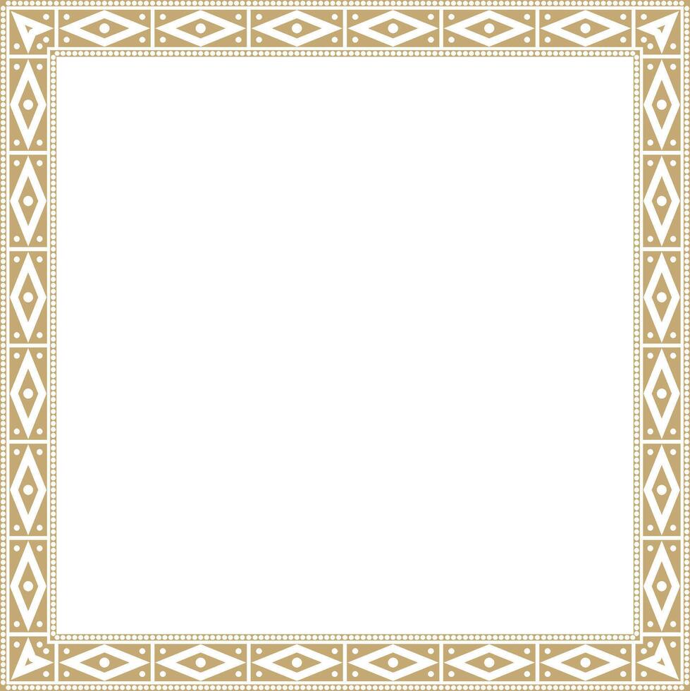 golden square national Indian patterns. National ethnic ornaments, borders, frames. colored decorations of the peoples of South America, Maya, Inca, Aztecs vector