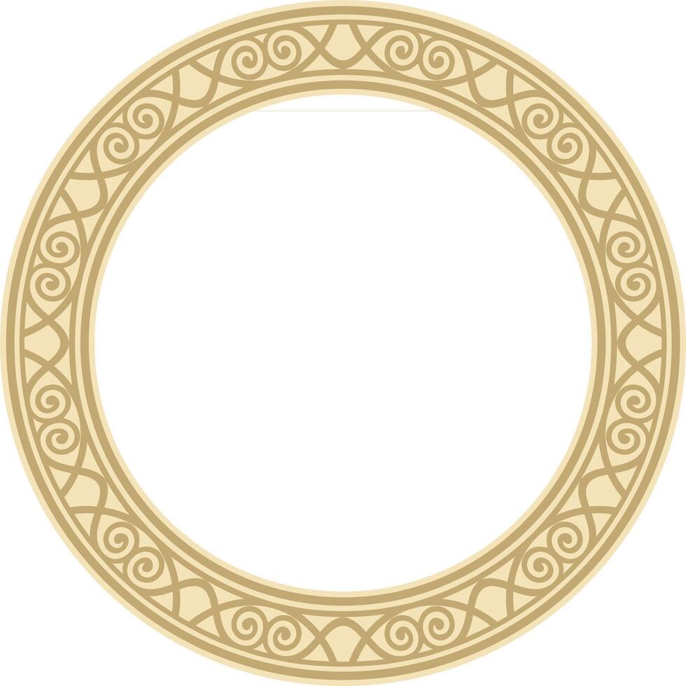 gold round classic renaissance ornament. Circle, ring european border, revival style frame vector