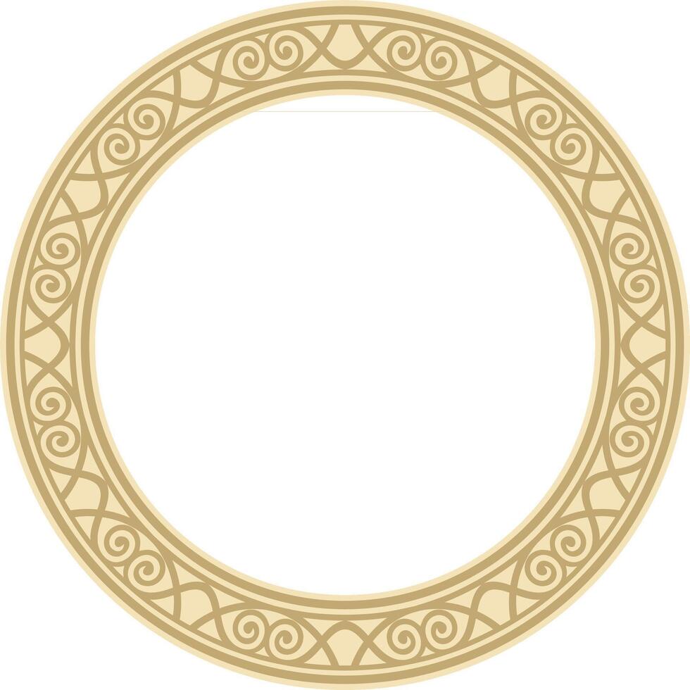 gold round classic renaissance ornament. Circle, ring european border, revival style frame vector