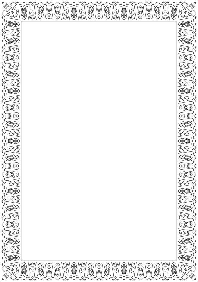 linear contour square Turkish ornament. Ottoman rectangle, border, frame. Muslim pattern for stained glass vector