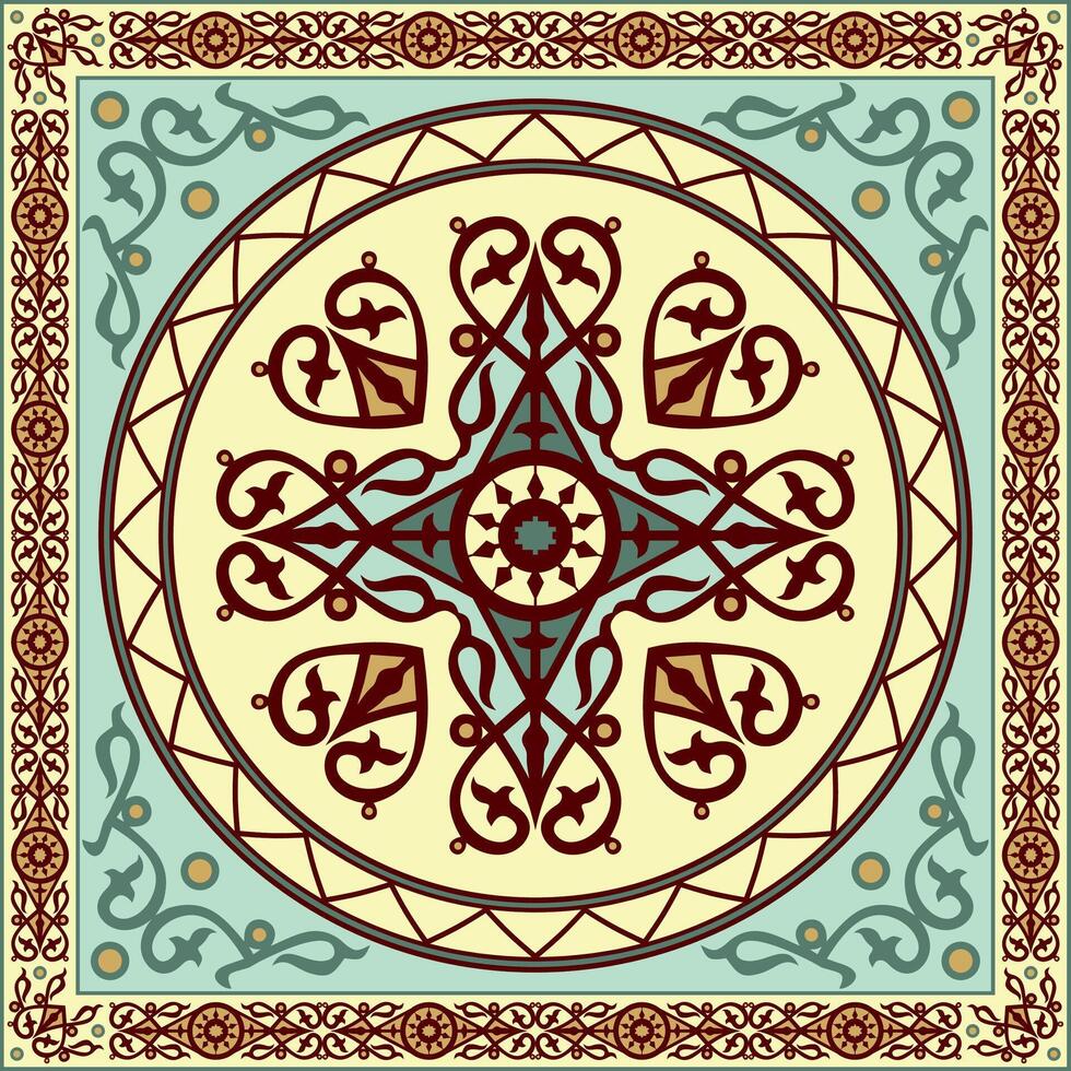 colored square Yakut ornament. Infinite rectangle, border, frame of the northern peoples of the Far East vector