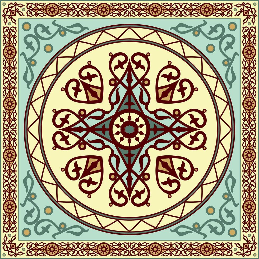 colored square Yakut ornament. Infinite rectangle, border, frame of the northern peoples of the Far East vector