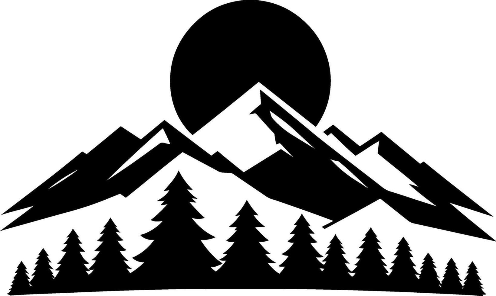 montaña silueta minimalista icono logo en plano negro y blanco diseño vector