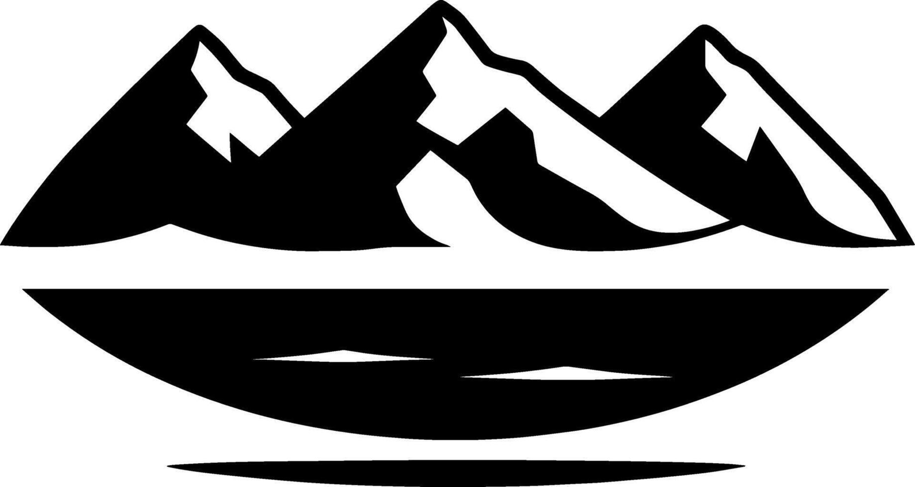 Mountain Silhouette Minimalist Icon Logo in Flat Black and White Design vector