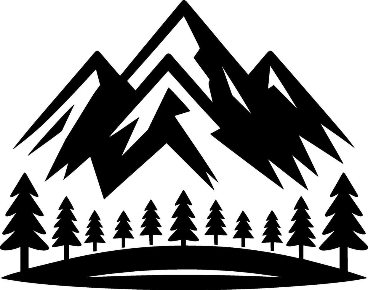 montaña silueta minimalista icono logo en plano negro y blanco diseño vector
