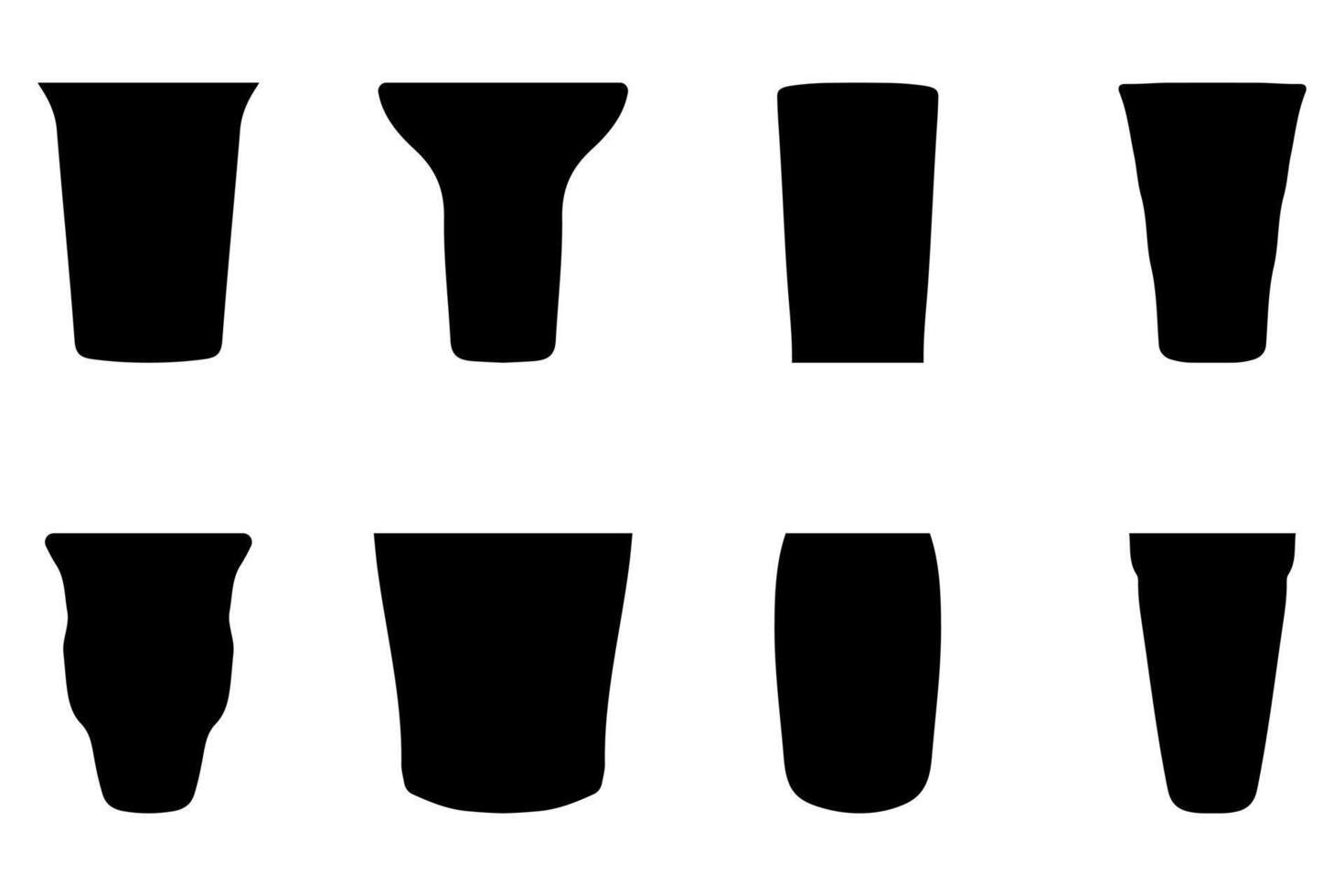 Simple glass silhouette icon set vector