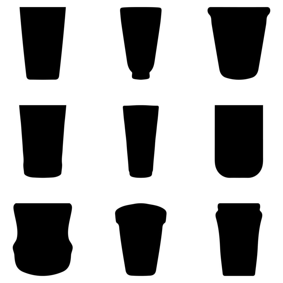 Simple glass silhouette icon set vector