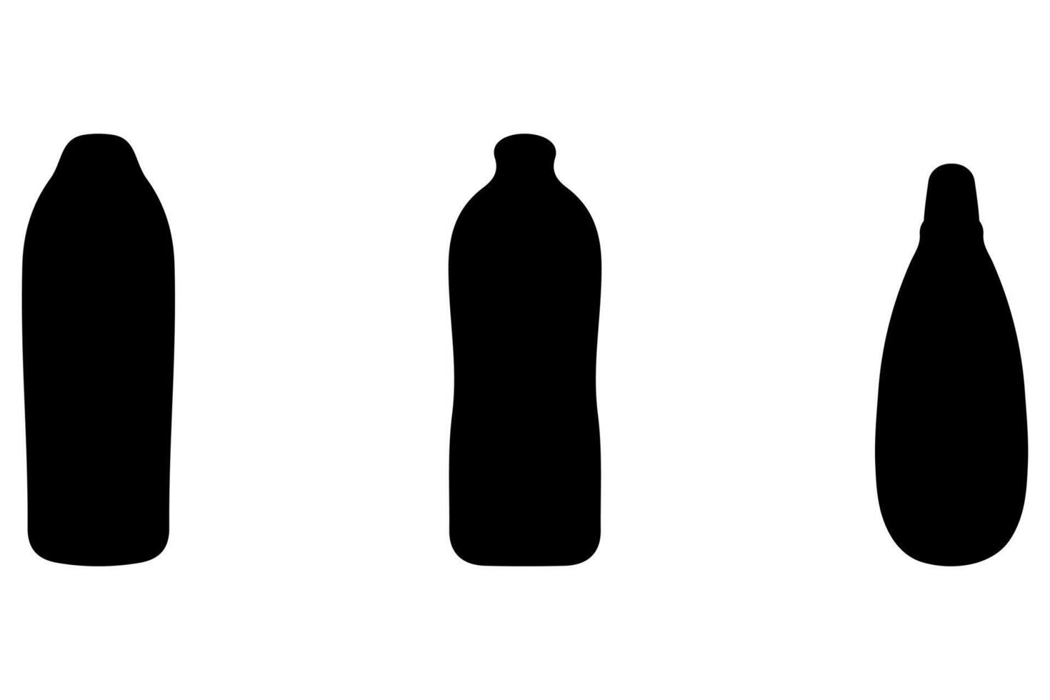 Simple detergent bottle silhouette icon set vector