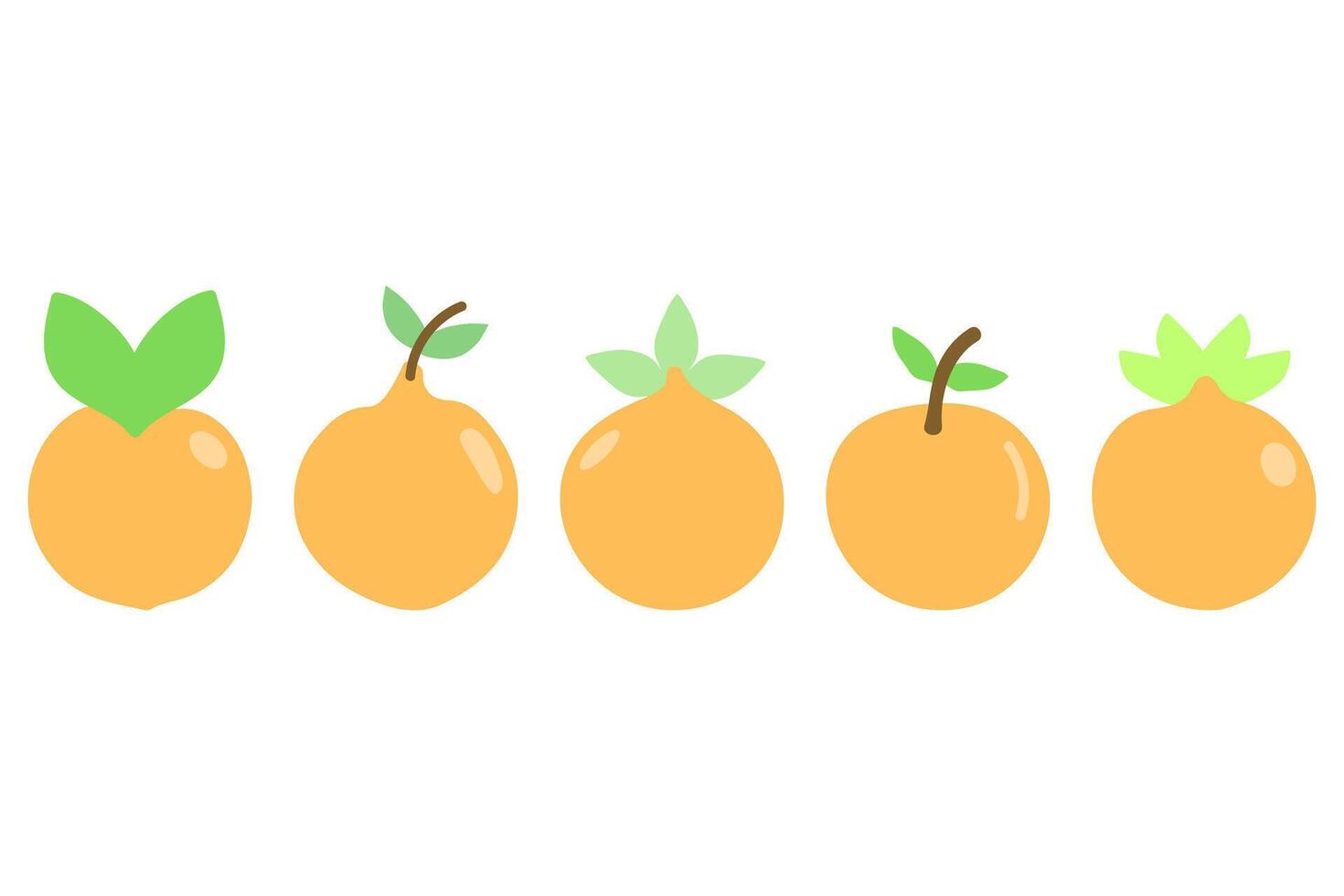 Simple orange fruit icon set vector