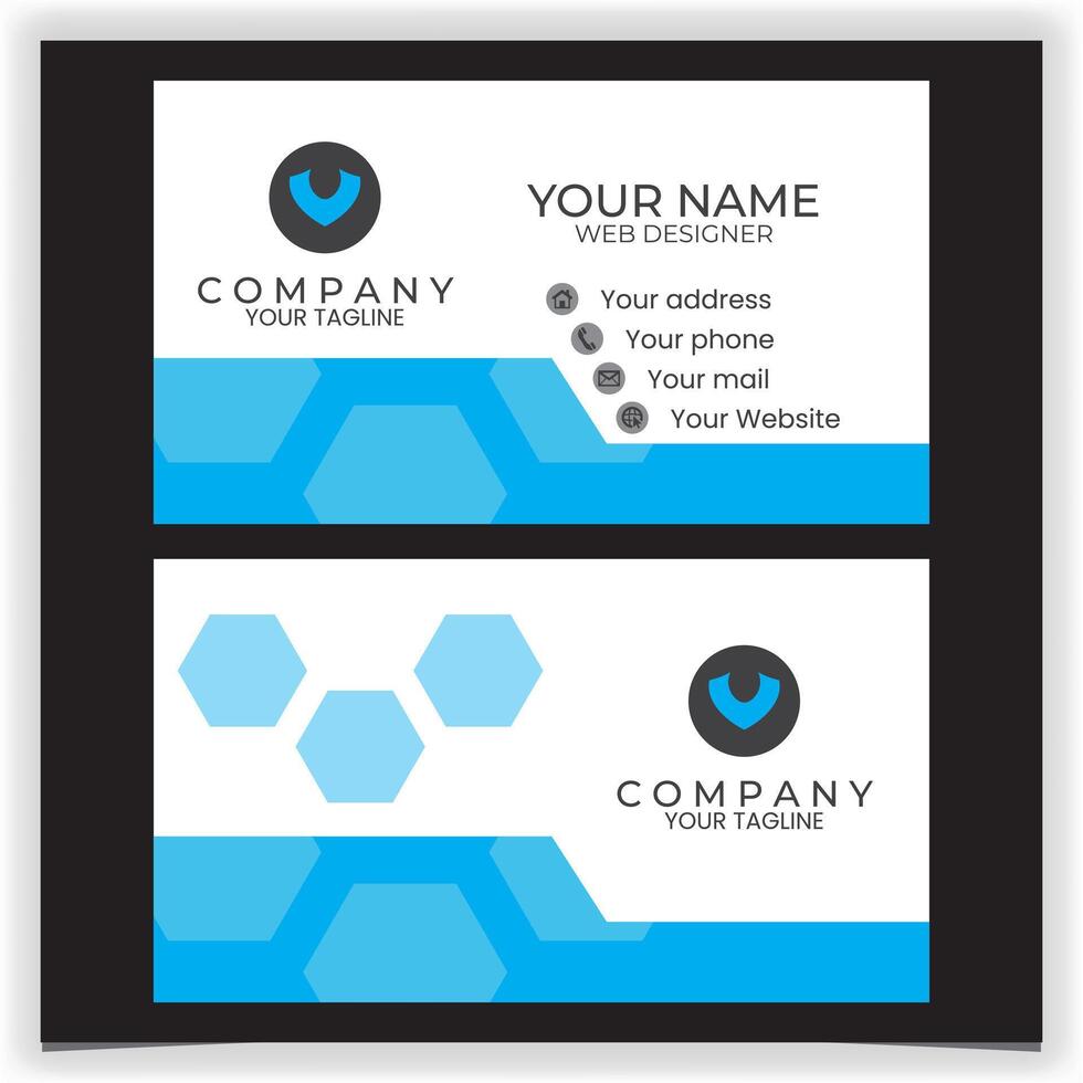 business card blue with white flat design template vector