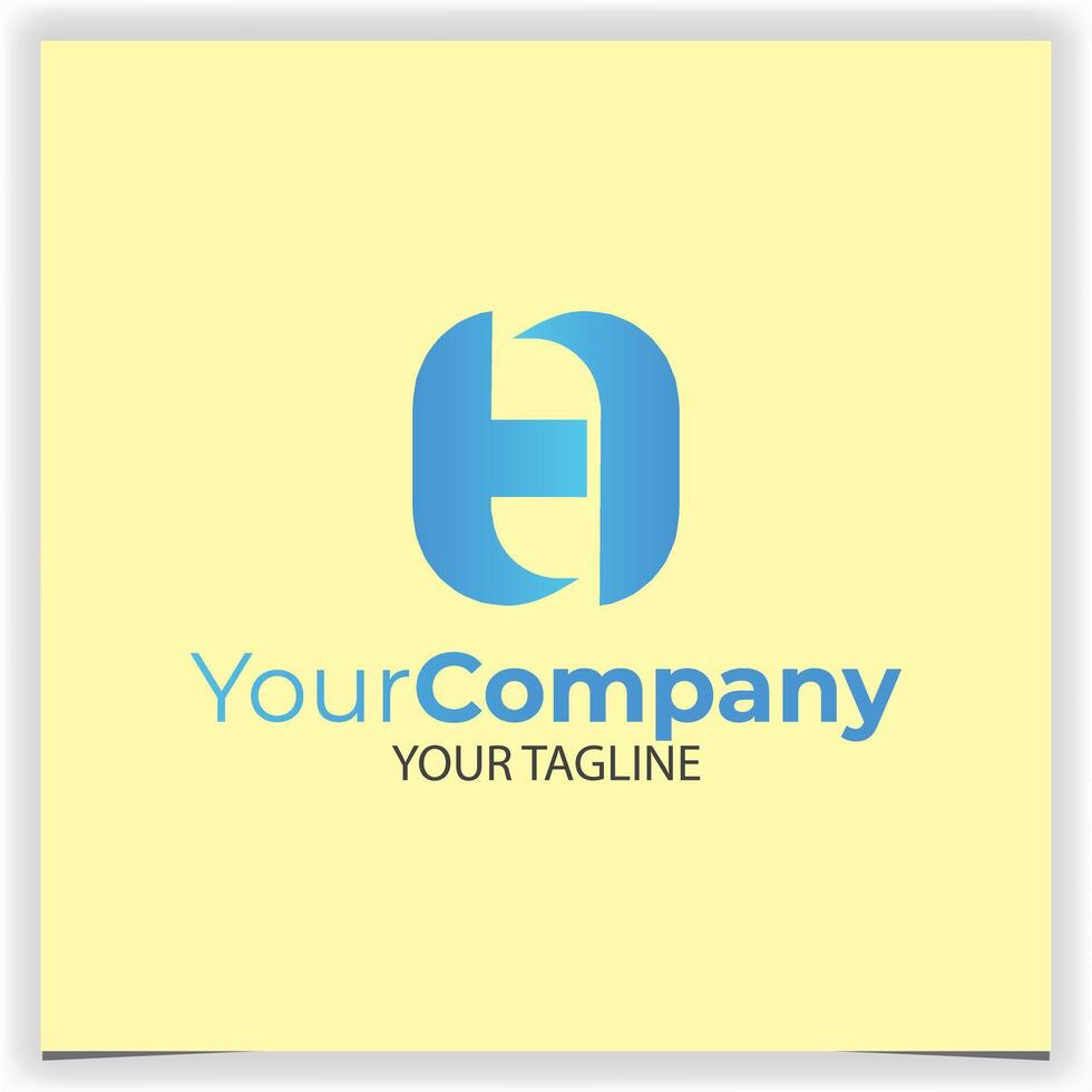 blue letter h logo design template vector
