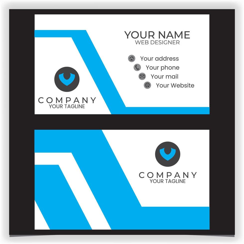 business card blue with white flat design template vector