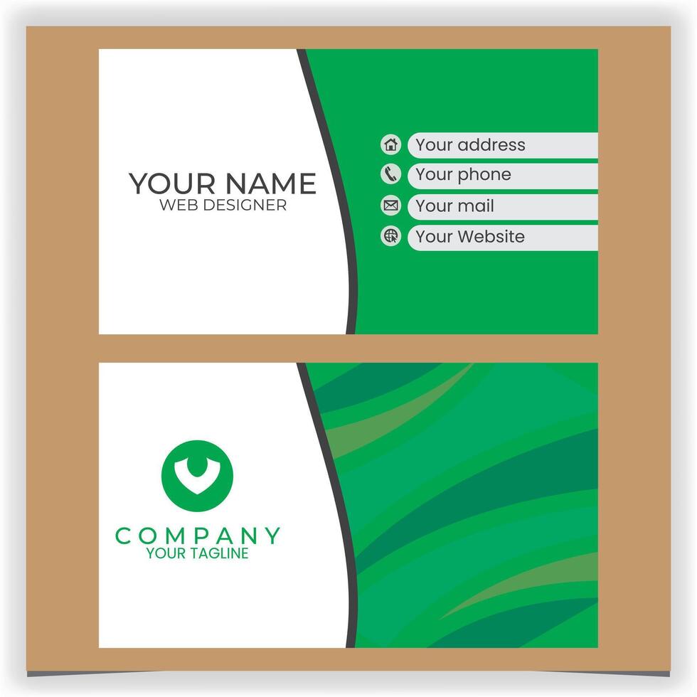 business card green with white design template vector