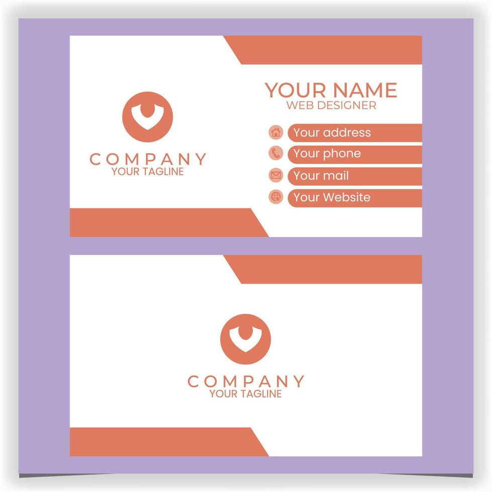 business card red with white flat design template vector