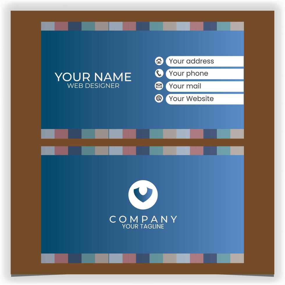 business card with elegant blue color design template vector
