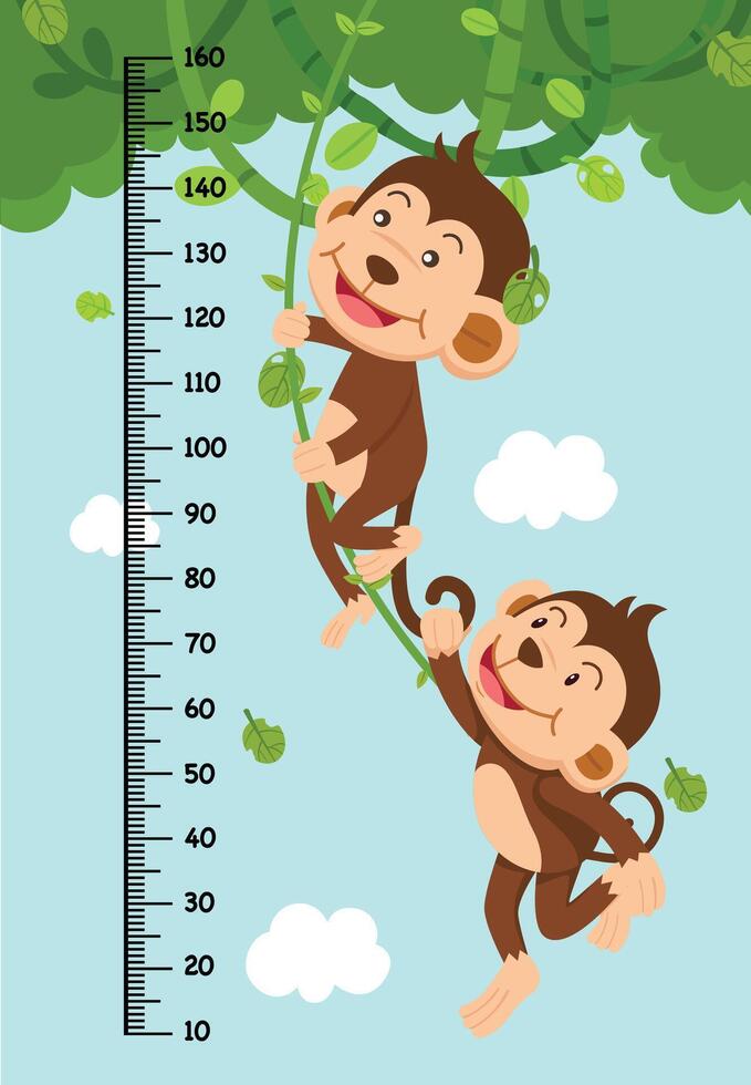 Meter wall with monkey illustration vector