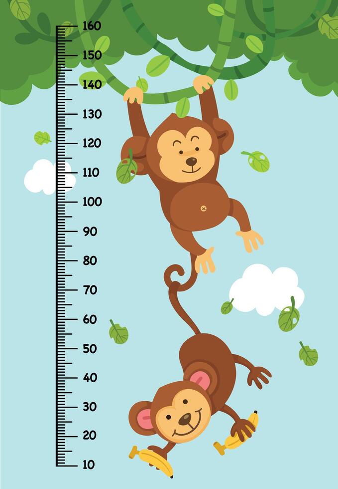Meter wall with monkey illustration vector