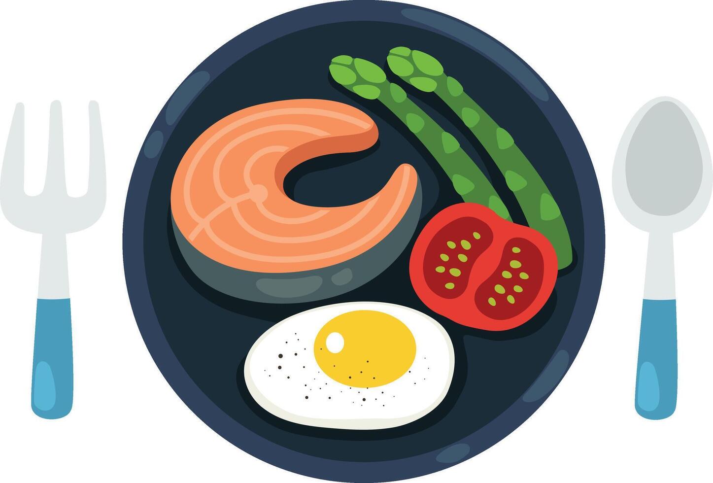 healthy food salmon steak illustration vector