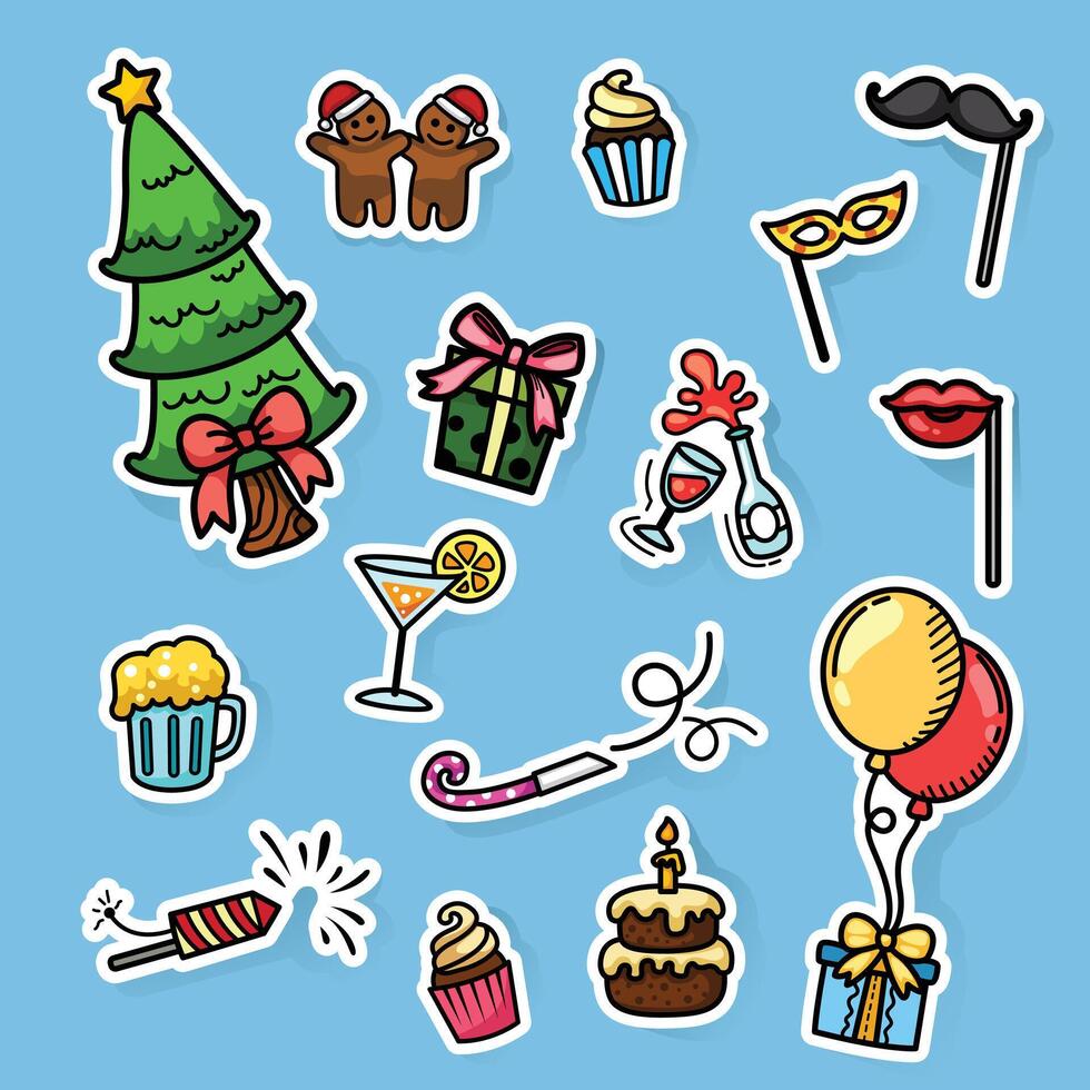 illustration isolated of christmas set vector