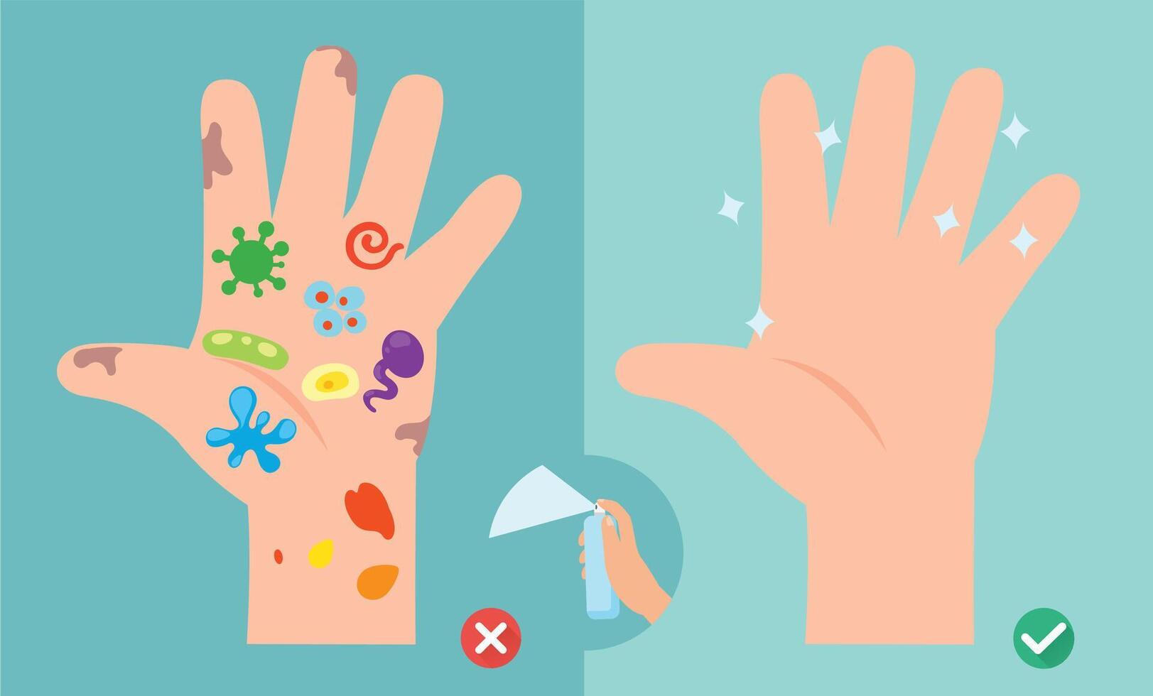 Clean your hands using alcohol spray illustration vector