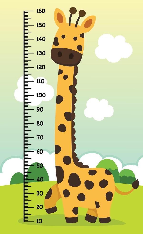 Meter wall with giraffe illustration vector