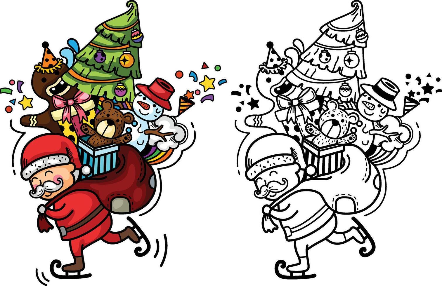 Hand drawn santa claus happy new year and merry christmas.illustration vector