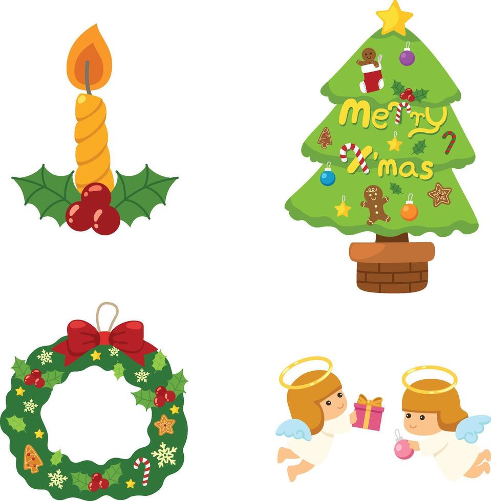 christmas set on white background illustration vector