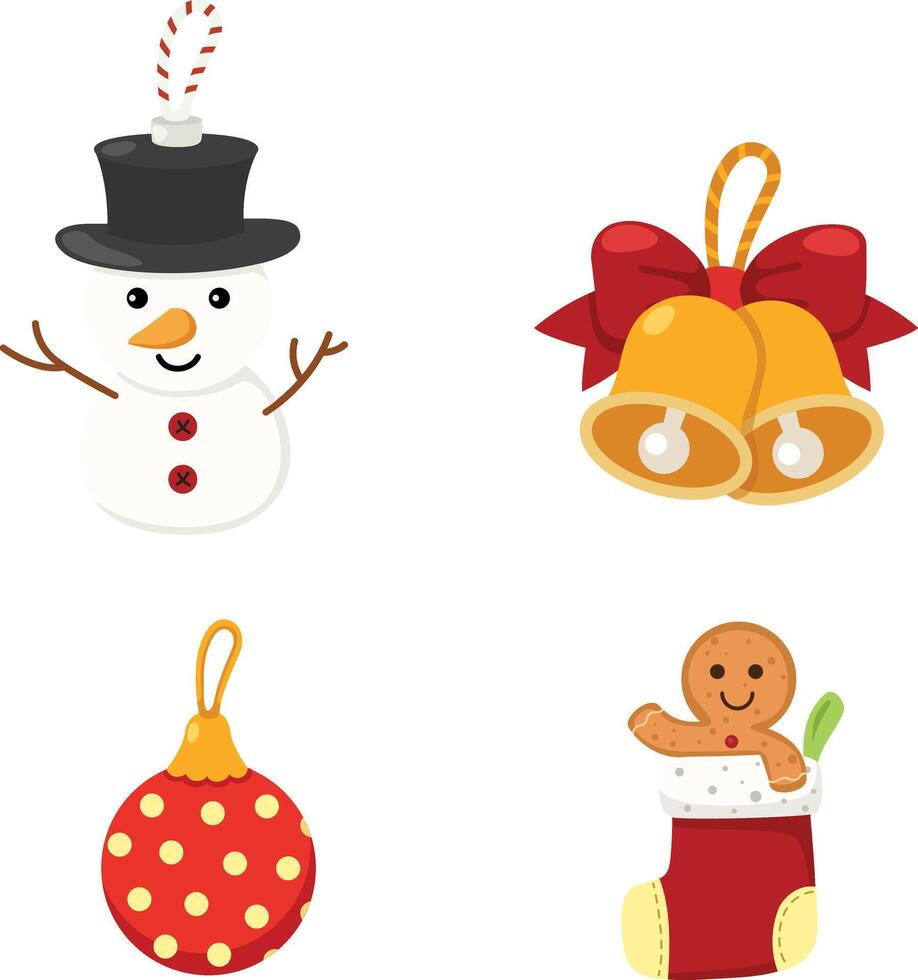 christmas set on white background illustration vector