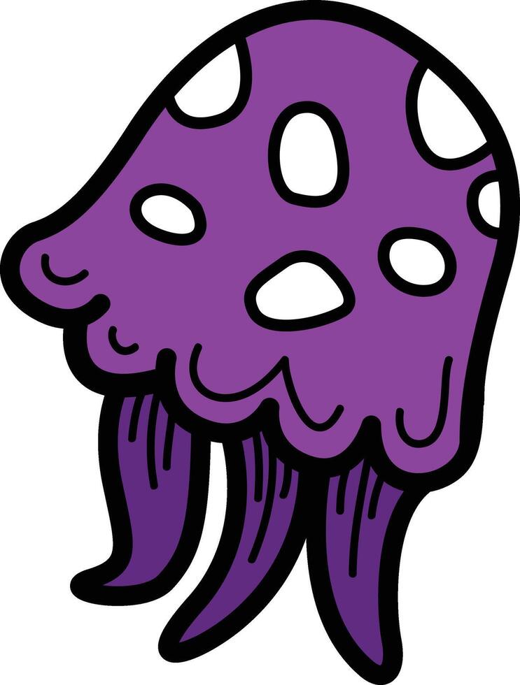 Hand drawn jellyfish character vector