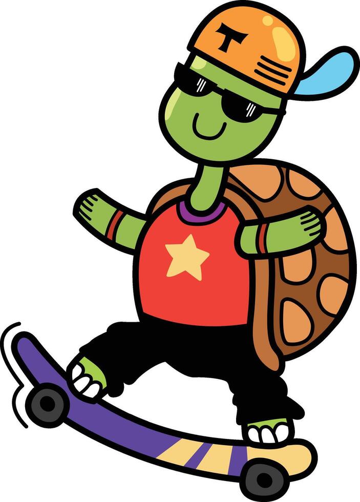 Hand drawn turtle character illustration, vector