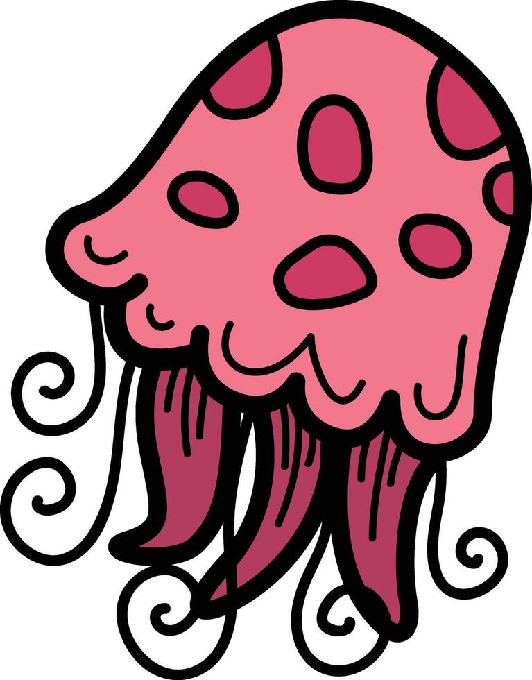 Hand drawn jellyfish character vector