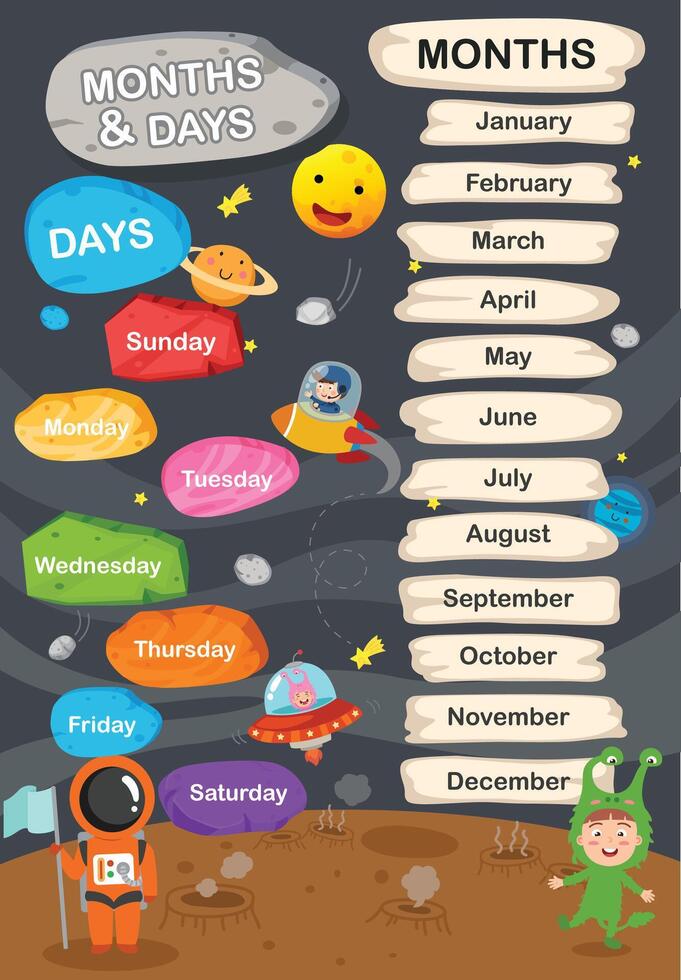 illustration of months and day vector