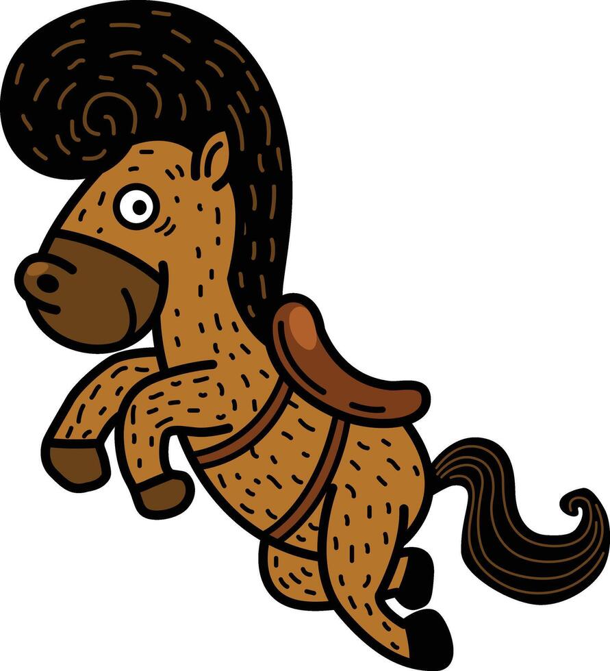 Hand drawn horse character illustration, vector