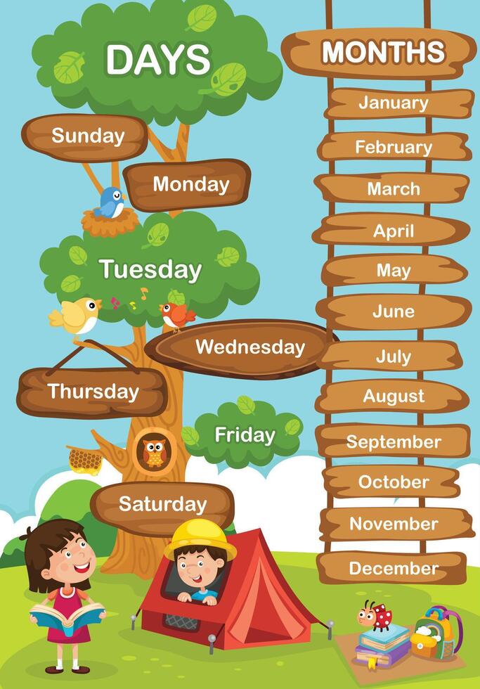 illustration of months and day vector