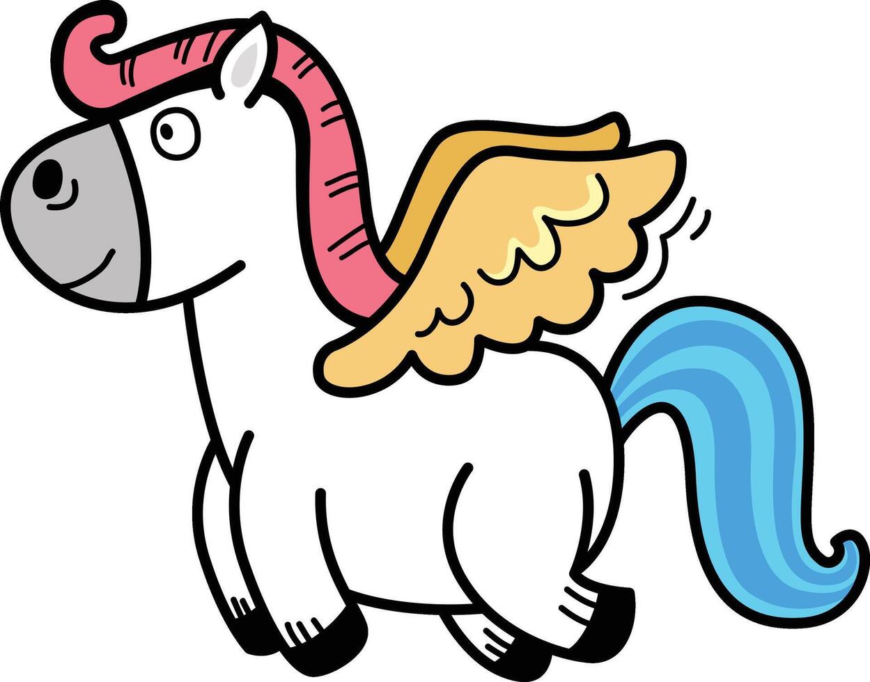 Hand drawn unicorn character illustration, vector