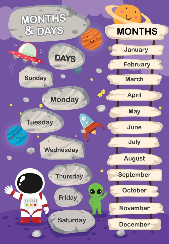 illustration of months and day vector