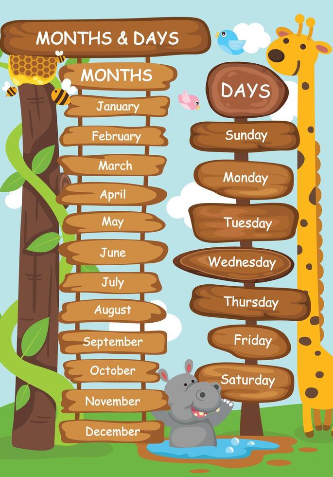 illustration of months and day vector