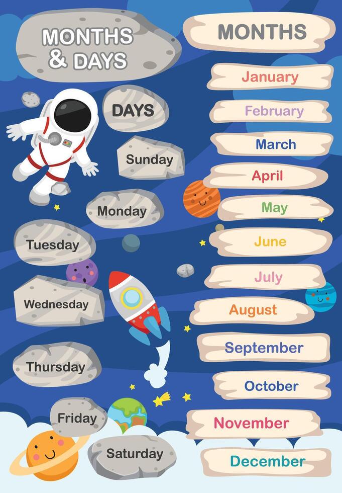 illustration of months and day vector