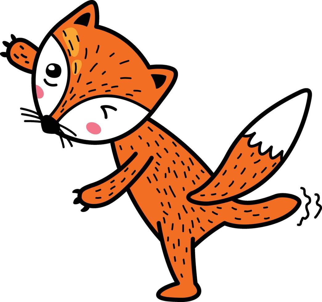 Hand drawn fox character illustration, vector