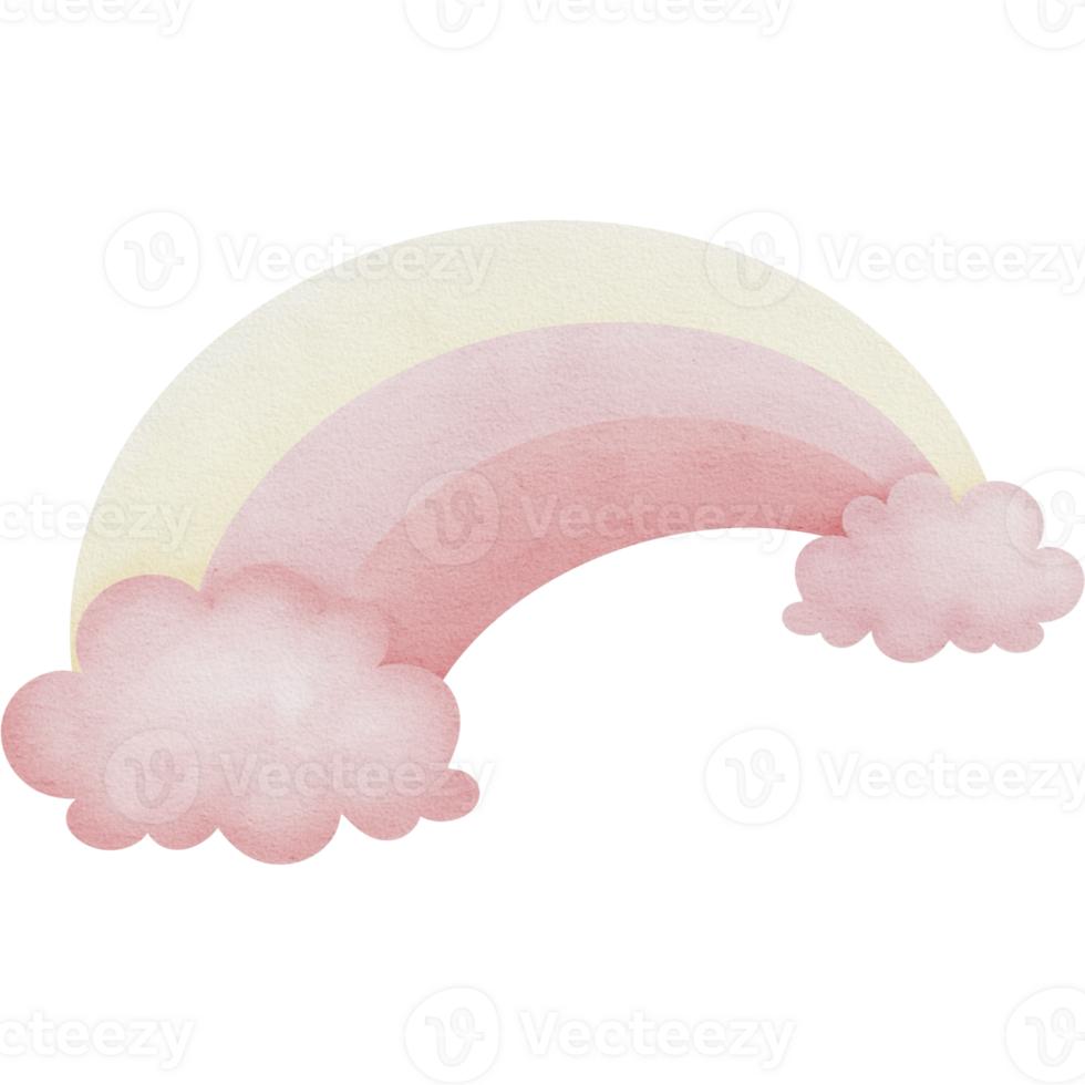 Lovely pink rainbow and clouds watercolor clipart, cute rainbow clipart, Printable nursery wall art, Nursery decor, Kids room wall decor, baby invitation, baby shower, birthday party, its a girl png
