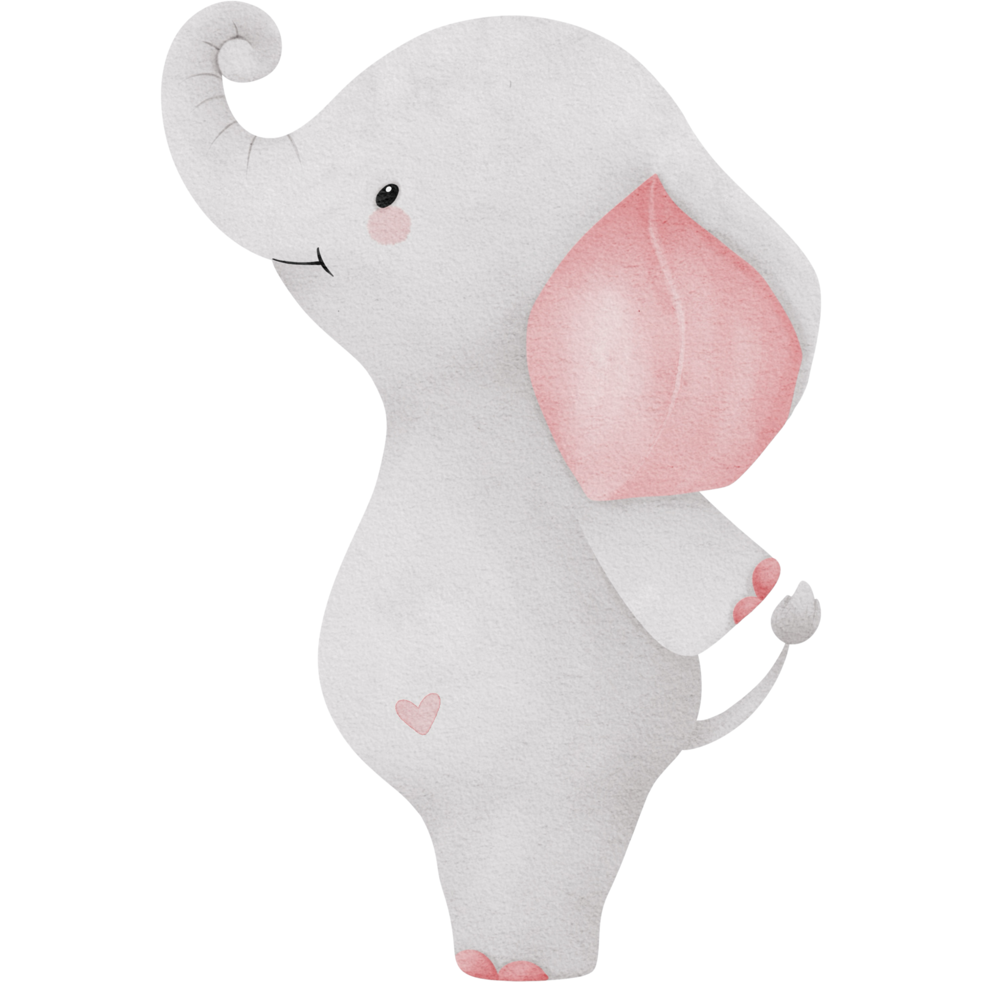 Lovely pink elephant watercolor clipart, Baby Elephant clipart