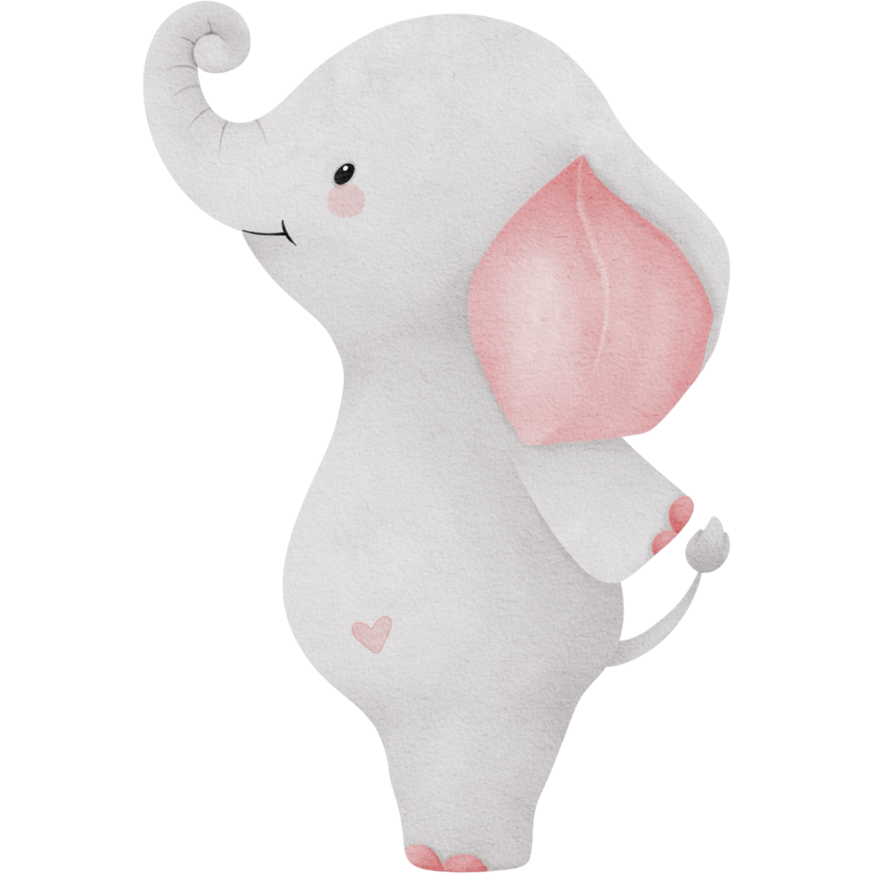 encantador rosado elefante acuarela clipart, bebé elefante clipart, imprimible guardería elefante pared arte, guardería decoración, niños habitación pared decoración png